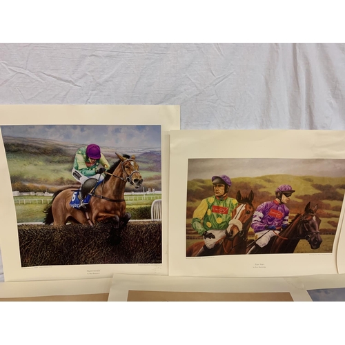 158 - EIGHT RACING PRINTS TO INCLUDE SADLERS WELLS, BEST MATE ETC