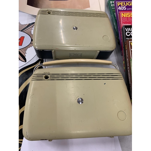 168 - TWO VINTAGE BUSH RADIO CASES (ONE HANDLE BROKEN)