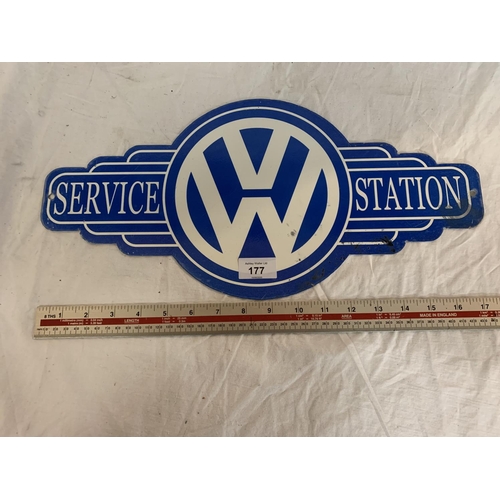 177 - A 'VW' SERVICE STATION METAL SIGN