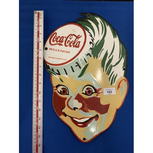 183 - AN ENAMEL COCA COLA BOY SIGN