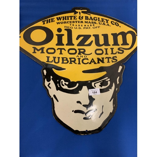 184 - AN ENAMEL OILZUM MOTOR OILS LUBRICANTS SIGN