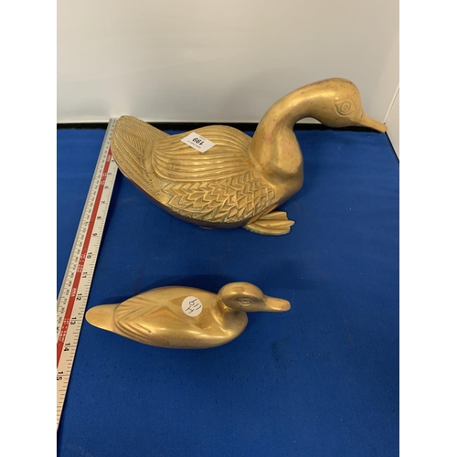 199 - TWO BRASS DUCKS