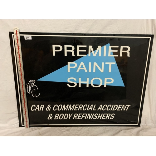 211A - A 'PREMIER PAINT SHOP CAR & COMMERCIAL ACCIDENT & BODY REFINISHERS' ADVERTISING SIGN