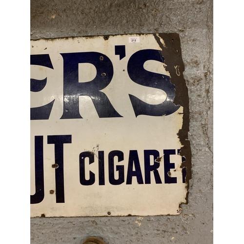 212 - A LARGE ENAMEL JOHN PLAYERS ADVERTISING SIGN WIDTH 169CM X HEIGHT 63.5CM