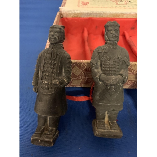 218 - A BOXED SET OF TERRACOTTA FIGURES OF THE MING DYNASTY