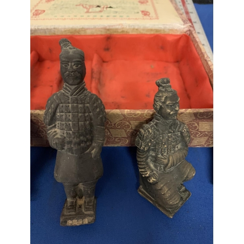 218 - A BOXED SET OF TERRACOTTA FIGURES OF THE MING DYNASTY