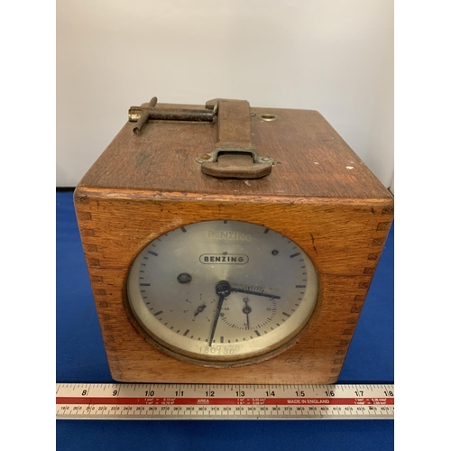 224 - A BENZING WOODEN CASED RACING PIGEON CLOCK