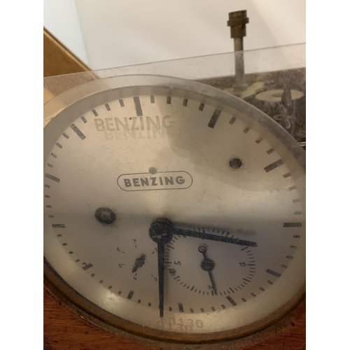 224 - A BENZING WOODEN CASED RACING PIGEON CLOCK