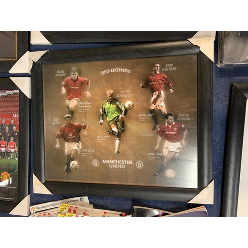 241 - A LARGE QUANTITY OF MANCHESTER UNITED MEMORABILIA TO INCLUDE FRAMED PICTURES, FIRST REVIEWS, WEMBLY ... 