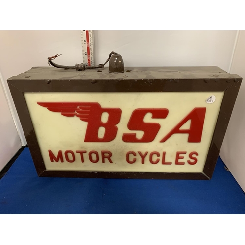 259 - A BSA MOTORCYCLES ILLUMINATED LIGHT BOX SIGN