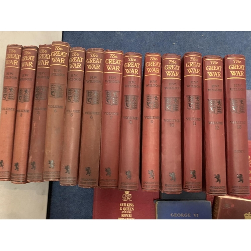 269 - VARIOUS VINTAGE BOOKS TO INCLUDE VOL 1-13 OF THE GREAT WAR BY HW WILSON