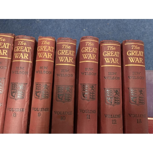 269 - VARIOUS VINTAGE BOOKS TO INCLUDE VOL 1-13 OF THE GREAT WAR BY HW WILSON