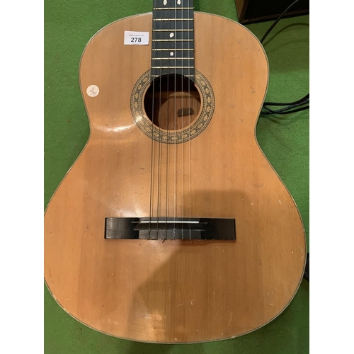 278 - AN ACCOUSTIC GUITAR AND A ROBERTS RADIO 8900