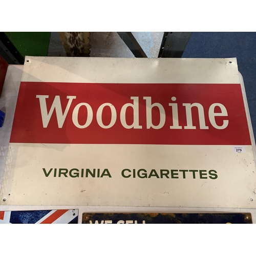 279 - A 1950'S 'WOODBINE VIRGINIA CIGARETTES' METAL SIGN