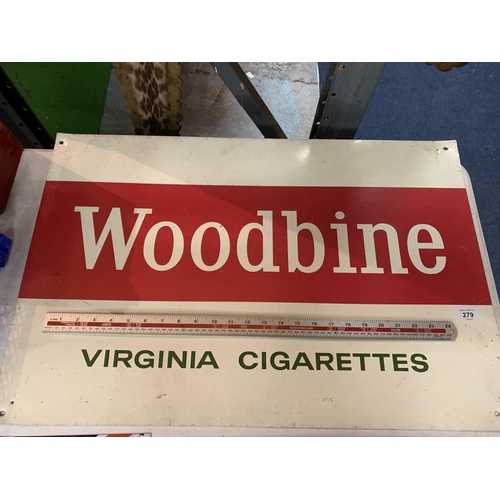 279 - A 1950'S 'WOODBINE VIRGINIA CIGARETTES' METAL SIGN