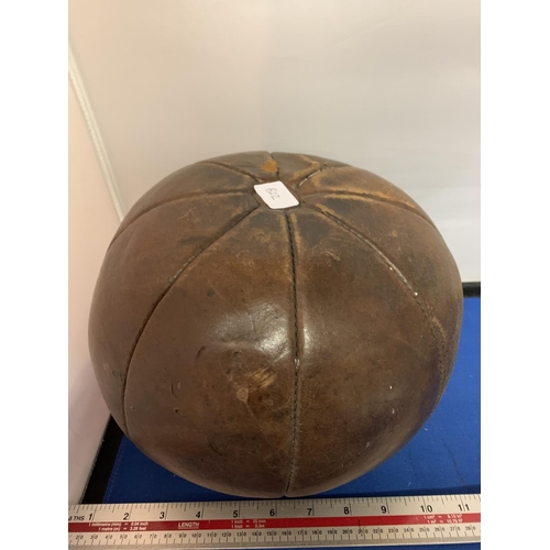 294 - A VINTAGE HEAVY LEATHER MEDICINE BALL