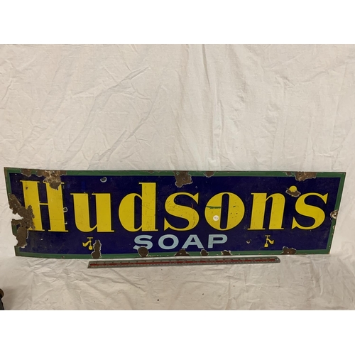 35 - A VINTAGE ENAMEL SIGN HUDSON'S SOAP