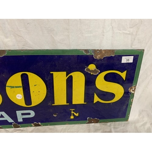 35 - A VINTAGE ENAMEL SIGN HUDSON'S SOAP