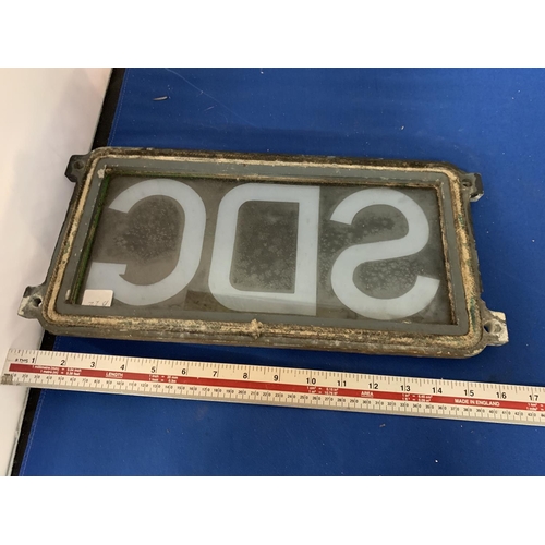 457 - A VINTAGE BRITISH RAIL LOCO SIGN SDC (GLASS A/F)