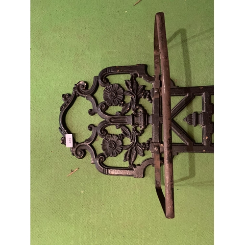 489 - A CAST METAL STICK/UMBRELLA STAND WITH BOTH TRAYS