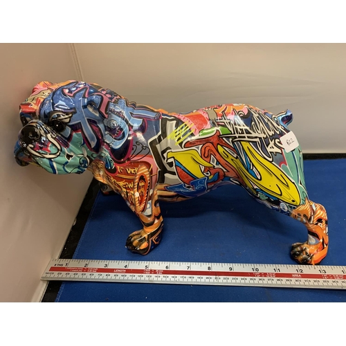 674 - A LARGE GRAFFITI ART BULLDOG FIGURE