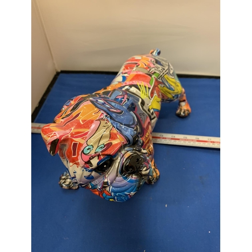 674 - A LARGE GRAFFITI ART BULLDOG FIGURE