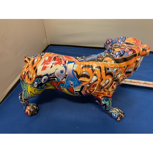 674 - A LARGE GRAFFITI ART BULLDOG FIGURE