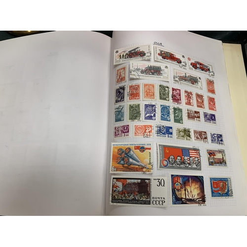 72 - THREE BOOKS CONTAINING VARIOUS STAMPS FROM AROUND THE WORLD