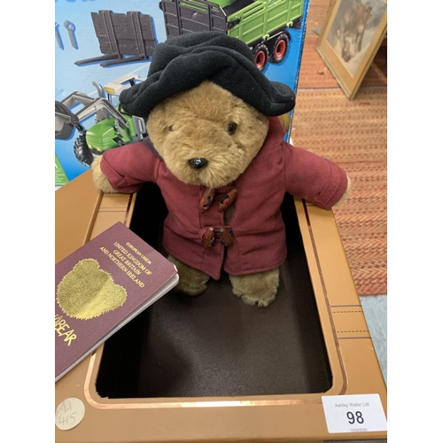 98 - A BOXED DESIGNYABEAR PADDINGTON BEAR WITH PASSPORT