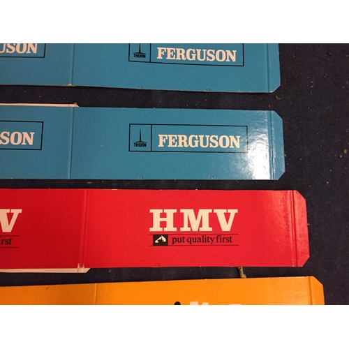 467 - VARIOUS CARDBOARD ADVERTISING SIGNS TO INCLUDE  HMV AND FERGUSON