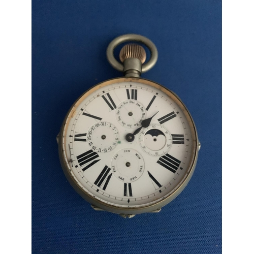 526 - EARLY 20TH CENTURY SILVER PLATED GOLIATH  WATCH WITH TOP WINDER A/F