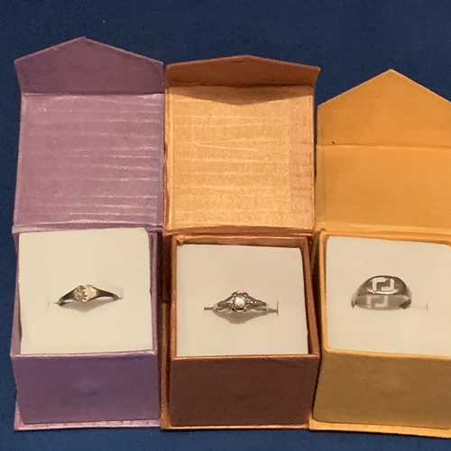 598 - THREE MODERN SILVER RINGS ALL BOXED