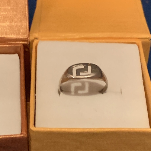 598 - THREE MODERN SILVER RINGS ALL BOXED