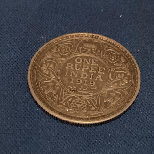 604 - SILVER ONE RUPEE INDIAN COIN DATED 1919