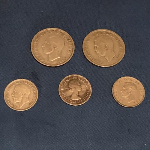 607 - TWO HALF CROWNS & 3 ONE SHILLINGS