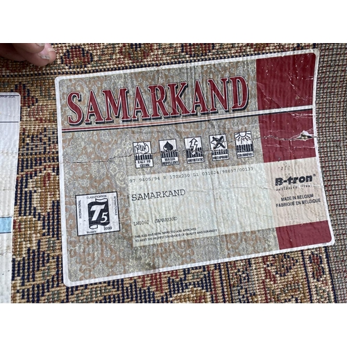 1483 - A BELGIAN SAMARKAND LARGE BLUE PATTERNED RUG 170 CM X 230 CM