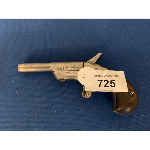 725 - A BELGIAN .320 DERRINGER SINGLE SHOT SWIVEL BARREL PISTOL (OBSOLETE CALIBRE) 11CM