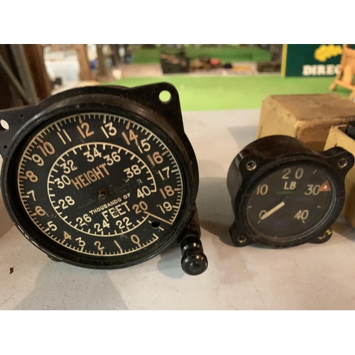 752 - THREE AERONAUTICAL GAUGES - SS & CO LTD LONDON BAKELITE COCKPIT GAUGE,(BOXED) A SMITHS FUEL GAUGE AN... 