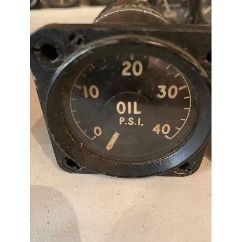 755 - THREE AERONAUTICAL GAUGES - A SMITHS OIL PSI GAUGE, VOLT GAUGE AND A SIMILAR MARKED WITH CROW FOOT T... 