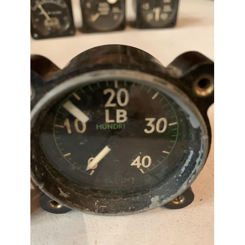 755 - THREE AERONAUTICAL GAUGES - A SMITHS OIL PSI GAUGE, VOLT GAUGE AND A SIMILAR MARKED WITH CROW FOOT T... 