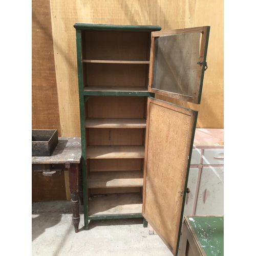 1007 - A TALL VINTAGE KITCHEN CUPBOARD 175CM X 59CM X 37CM