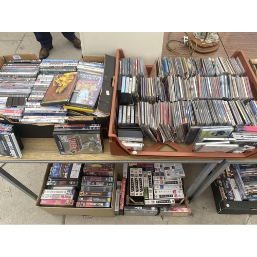 1416 - A LARGE QUANTITY OF DVDS, CDS AND VIDEOS