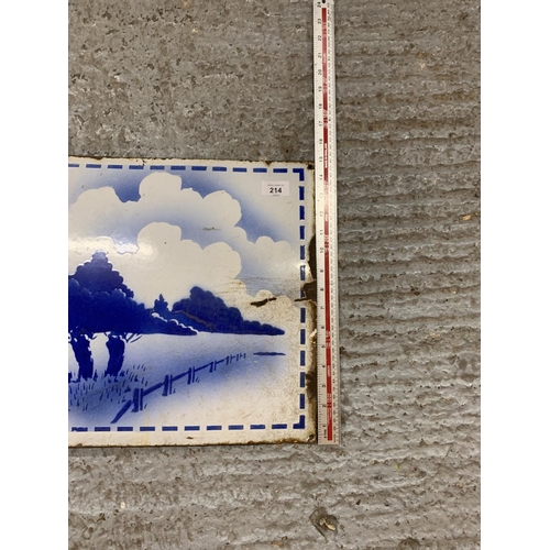 214 - A VINTAGE ENAMEL SIGN DEPICTING A DUTCH WINDMILL SCENE 48 INCHES X 15 INCHES