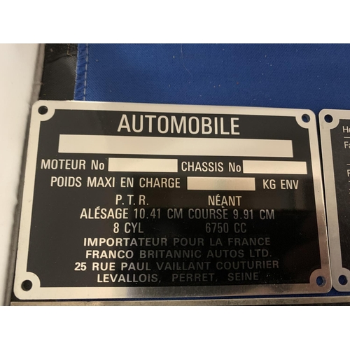 11 - THREE CAR MANUFACTURING PLATES TO INCLUDE ROLLS ROYCE AND MAX BUYCK