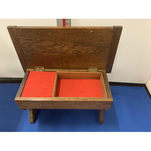 7 - A WOODEN JEWELLERY BOX IN A FORM OF A TABLE