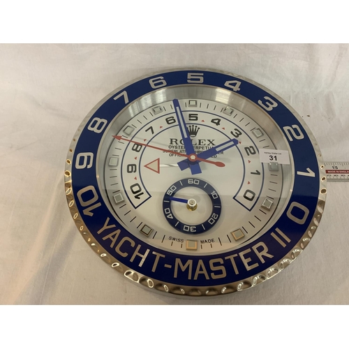 31 - A DEALERS WALL CLOCK