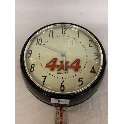 63 - A '4X4' QUARTZ WALL CLOCK