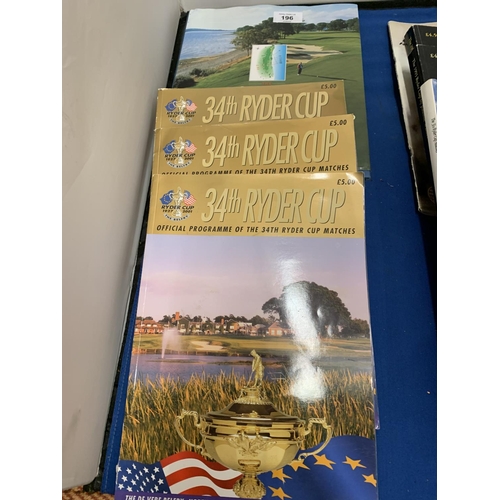 196 - VARIOUS RYDER CUP GOLF BOOKS