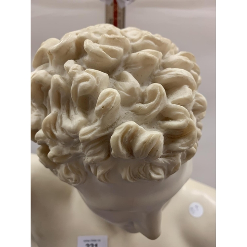 221 - A VINTAGE RECONSITUTED ITALIAN MARBLE BUST