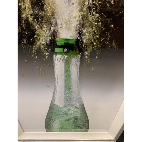 254 - A LARGE CHAMPAGNE BOTTLE PICTURE